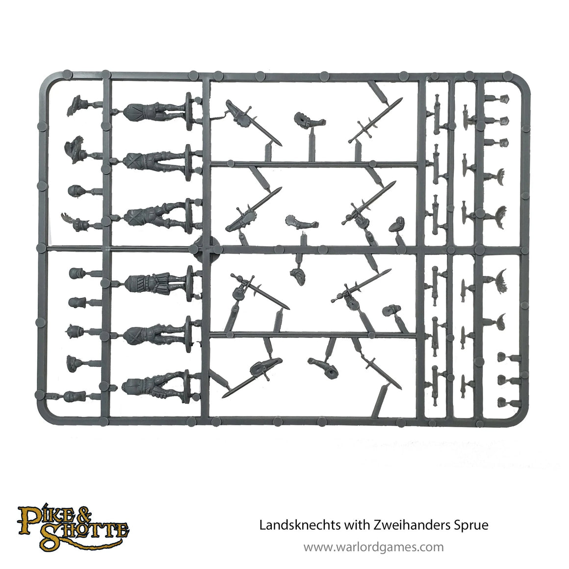 Pike & Shotte Landsknechts with Zweihanders single sprue 28mm