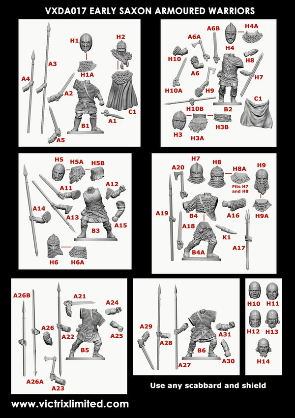 Victrix - Early Saxon Armoured Warriors Single Sprue VXDA017 28mm Plas ...